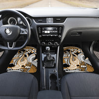 Gold Polynesian Hammerhead Shark Tattoo Car Mats Royal Plumeria Gradient Vibes LT14 - Polynesian Pride