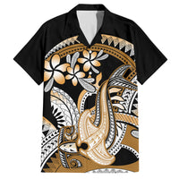 Gold Polynesian Hammerhead Shark Tattoo Family Matching Tank Maxi Dress and Hawaiian Shirt Royal Plumeria Gradient Vibes LT14 Dad's Shirt - Short Sleeve Gold - Polynesian Pride