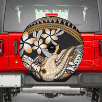 Gold Polynesian Hammerhead Shark Tattoo Spare Tire Cover Royal Plumeria Gradient Vibes LT14 - Polynesian Pride