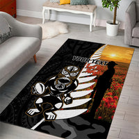 Custom New Zealand Silver Fern Rugby ANZAC Day Area Rug 2024 All Black Tiki Mascot LT14 - Polynesian Pride