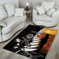 Custom New Zealand Silver Fern Rugby ANZAC Day Area Rug 2024 All Black Tiki Mascot LT14 - Polynesian Pride