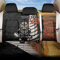 Custom New Zealand Silver Fern Rugby ANZAC Day Back Car Seat Cover 2024 All Black Tiki Mascot LT14 One Size Black - Polynesian Pride