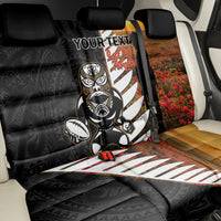 Custom New Zealand Silver Fern Rugby ANZAC Day Back Car Seat Cover 2024 All Black Tiki Mascot LT14 - Polynesian Pride