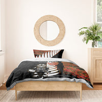 Custom New Zealand Silver Fern Rugby ANZAC Day Bedding Set 2024 All Black Tiki Mascot LT14 - Polynesian Pride