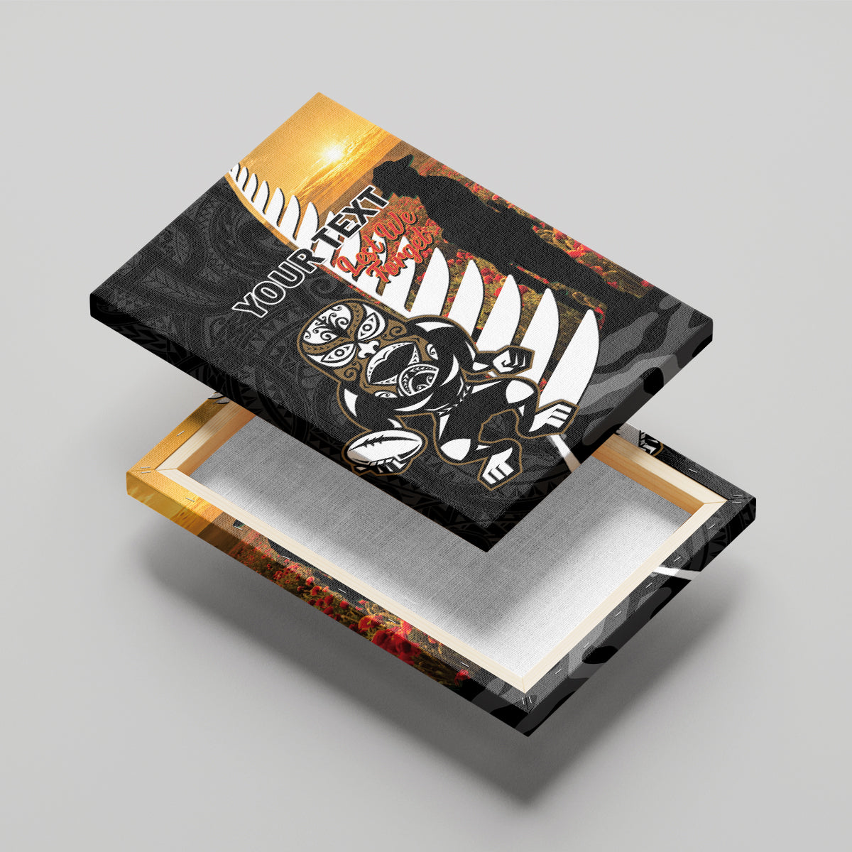 Custom New Zealand Silver Fern Rugby ANZAC Day Canvas Wall Art 2024 All Black Tiki Mascot LT14 - Polynesian Pride