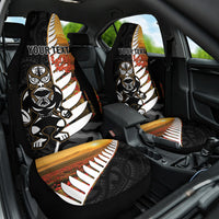 Custom New Zealand Silver Fern Rugby ANZAC Day Car Seat Cover 2024 All Black Tiki Mascot LT14 One Size Black - Polynesian Pride