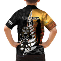 Custom New Zealand Silver Fern Rugby ANZAC Day Family Matching Off Shoulder Maxi Dress and Hawaiian Shirt 2024 All Black Tiki Mascot LT14 - Polynesian Pride