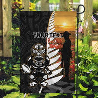 Custom New Zealand Silver Fern Rugby ANZAC Day Garden Flag 2024 All Black Tiki Mascot LT14 Garden Flag Black - Polynesian Pride