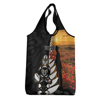 Custom New Zealand Silver Fern Rugby ANZAC Day Grocery Bag 2024 All Black Tiki Mascot LT14 - Polynesian Pride