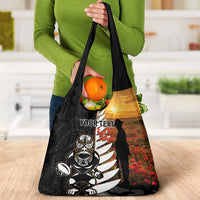 Custom New Zealand Silver Fern Rugby ANZAC Day Grocery Bag 2024 All Black Tiki Mascot LT14 - Polynesian Pride