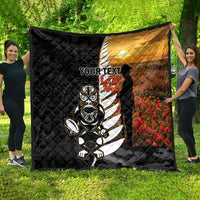 Custom New Zealand Silver Fern Rugby ANZAC Day Quilt 2024 All Black Tiki Mascot LT14 - Polynesian Pride