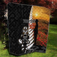 Custom New Zealand Silver Fern Rugby ANZAC Day Quilt 2024 All Black Tiki Mascot LT14 - Polynesian Pride