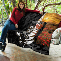 Custom New Zealand Silver Fern Rugby ANZAC Day Quilt 2024 All Black Tiki Mascot LT14 - Polynesian Pride