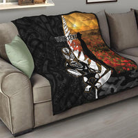 Custom New Zealand Silver Fern Rugby ANZAC Day Quilt 2024 All Black Tiki Mascot LT14 - Polynesian Pride