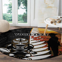 Custom New Zealand Silver Fern Rugby ANZAC Day Round Carpet 2024 All Black Tiki Mascot LT14 - Polynesian Pride