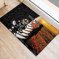 Custom New Zealand Silver Fern Rugby ANZAC Day Rubber Doormat 2024 All Black Tiki Mascot LT14 - Polynesian Pride