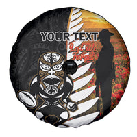 Custom New Zealand Silver Fern Rugby ANZAC Day Spare Tire Cover 2024 All Black Tiki Mascot LT14 - Polynesian Pride