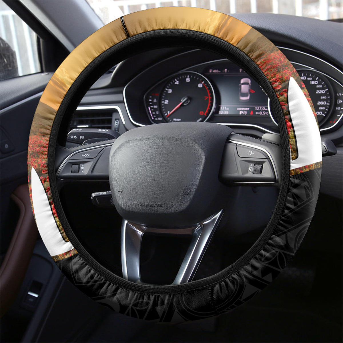 New Zealand Silver Fern Rugby ANZAC Day Steering Wheel Cover 2024 All Black Tiki Mascot LT14 - Polynesian Pride