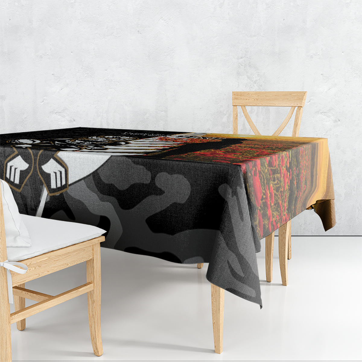 Custom New Zealand Silver Fern Rugby ANZAC Day Tablecloth 2024 All Black Tiki Mascot LT14 - Polynesian Pride