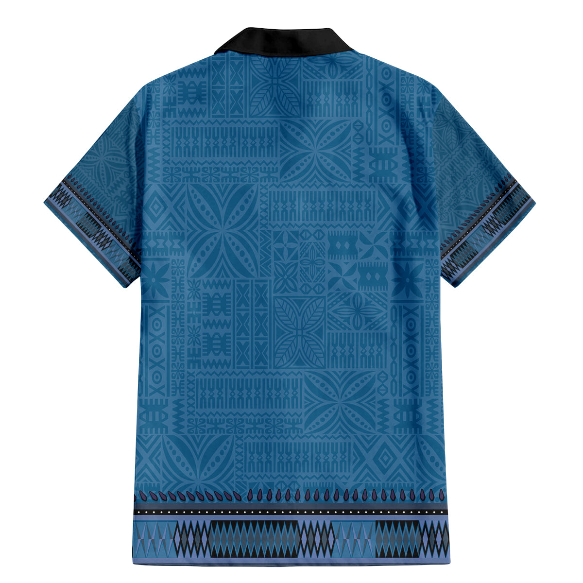 Blue African Dashiki With Fijian Tapa Pattern Family Matching Mermaid Dress and Hawaiian Shirt LT14 - Polynesian Pride