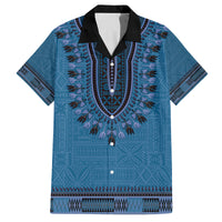 Blue African Dashiki With Fijian Tapa Pattern Family Matching Off The Shoulder Long Sleeve Dress and Hawaiian Shirt LT14 Dad's Shirt - Short Sleeve Blue - Polynesian Pride