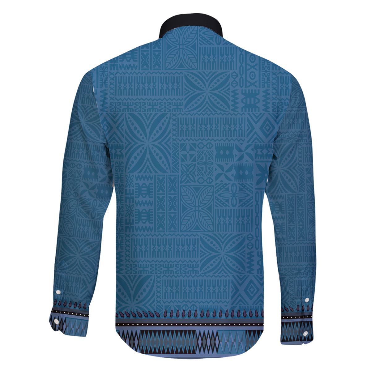 Blue African Dashiki With Fijian Tapa Pattern Family Matching Summer Maxi Dress and Hawaiian Shirt LT14 - Polynesian Pride