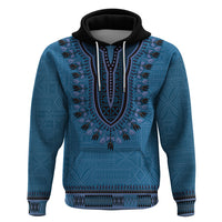 Blue African Dashiki With Fijian Tapa Pattern Zip Hoodie LT14 Pullover Hoodie Blue - Polynesian Pride