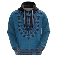 Blue African Dashiki With Fijian Tapa Pattern Zip Hoodie LT14 - Polynesian Pride