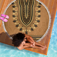 Brown African Dashiki With Fijian Tapa Pattern Beach Blanket