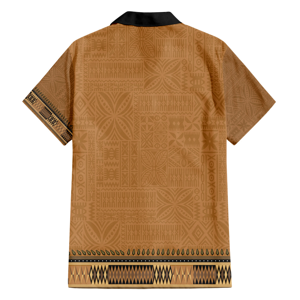 Brown African Dashiki With Fijian Tapa Pattern Family Matching Long Sleeve Bodycon Dress and Hawaiian Shirt LT14 - Polynesian Pride