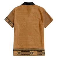 Brown African Dashiki With Fijian Tapa Pattern Family Matching Off Shoulder Short Dress and Hawaiian Shirt LT14 - Polynesian Pride