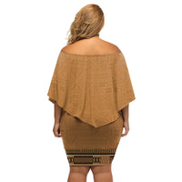 Brown African Dashiki With Fijian Tapa Pattern Family Matching Off Shoulder Short Dress and Hawaiian Shirt LT14 - Polynesian Pride