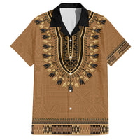 Brown African Dashiki With Fijian Tapa Pattern Family Matching Puletasi and Hawaiian Shirt LT14 Dad's Shirt - Short Sleeve Brown - Polynesian Pride