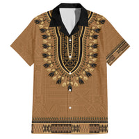 Brown African Dashiki With Fijian Tapa Pattern Family Matching Short Sleeve Bodycon Dress and Hawaiian Shirt LT14 Dad's Shirt - Short Sleeve Brown - Polynesian Pride