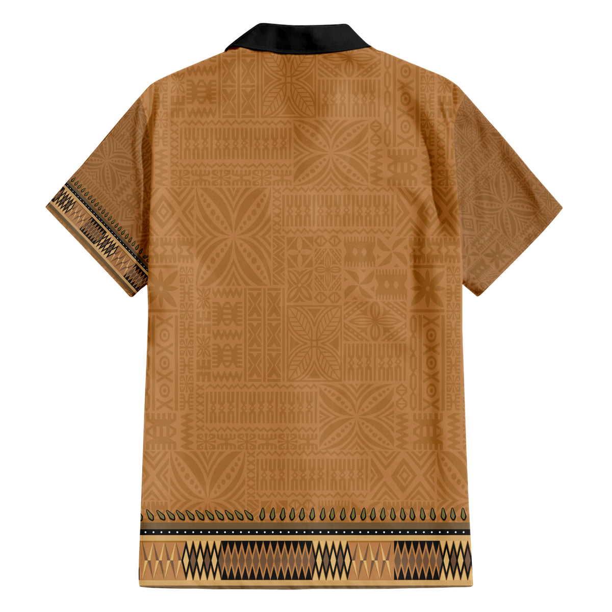 Brown African Dashiki With Fijian Tapa Pattern Family Matching Short Sleeve Bodycon Dress and Hawaiian Shirt LT14 - Polynesian Pride