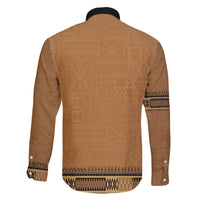 Brown African Dashiki With Fijian Tapa Pattern Family Matching Short Sleeve Bodycon Dress and Hawaiian Shirt LT14 - Polynesian Pride