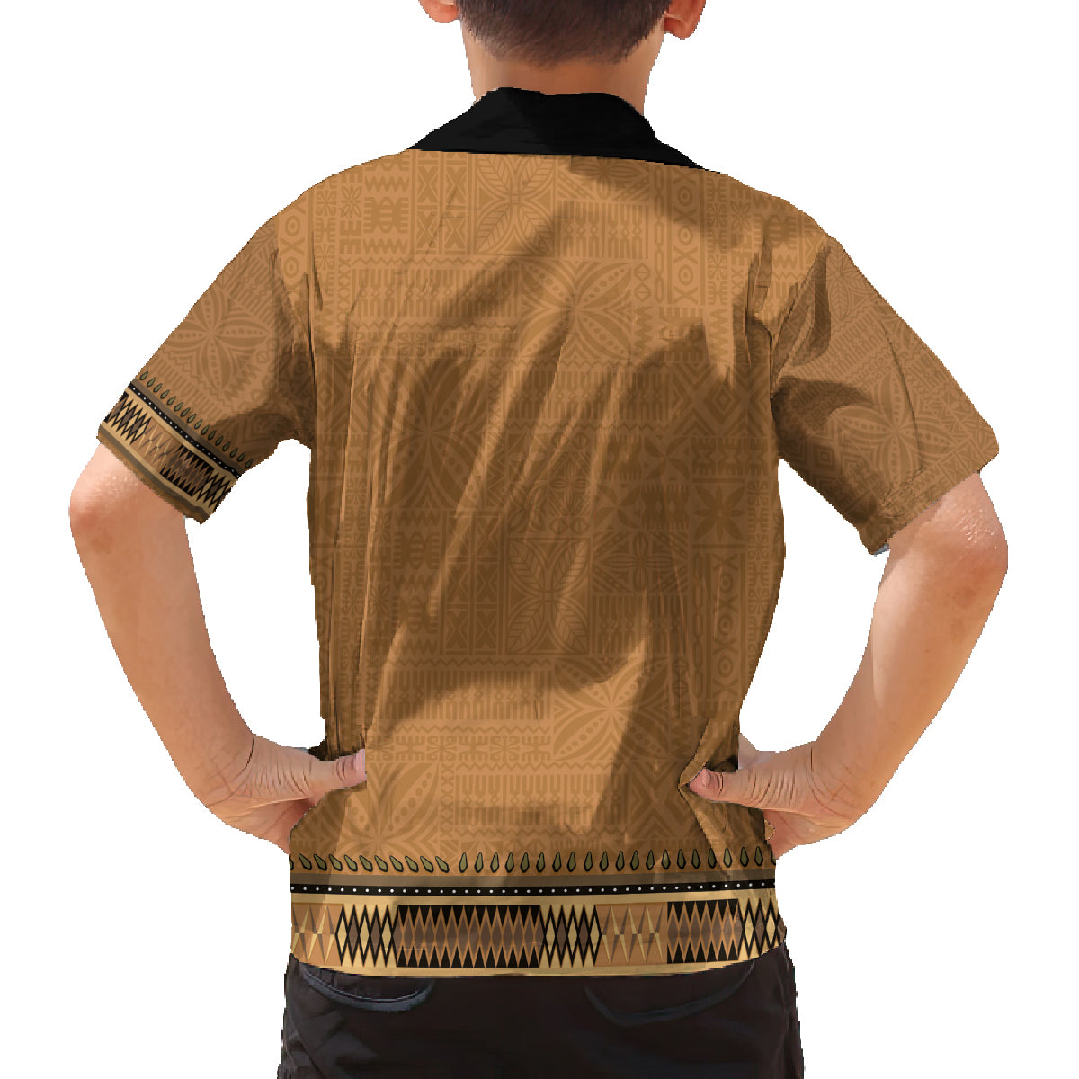 Brown African Dashiki With Fijian Tapa Pattern Family Matching Summer Maxi Dress and Hawaiian Shirt LT14 - Polynesian Pride