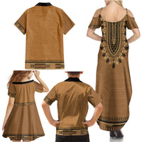 Brown African Dashiki With Fijian Tapa Pattern Family Matching Summer Maxi Dress and Hawaiian Shirt LT14 - Polynesian Pride