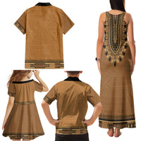 Brown African Dashiki With Fijian Tapa Pattern Family Matching Tank Maxi Dress and Hawaiian Shirt LT14 - Polynesian Pride