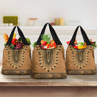 Brown African Dashiki With Fijian Tapa Pattern Grocery Bag