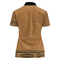 Brown African Dashiki With Fijian Tapa Pattern Women Polo Shirt