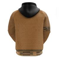Brown African Dashiki With Fijian Tapa Pattern Zip Hoodie LT14 - Polynesian Pride
