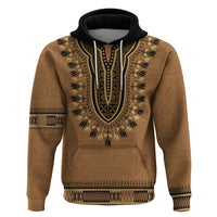 Brown African Dashiki With Fijian Tapa Pattern Zip Hoodie LT14 Pullover Hoodie Brown - Polynesian Pride