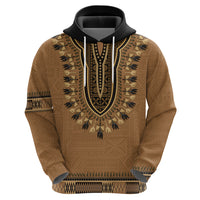 Brown African Dashiki With Fijian Tapa Pattern Zip Hoodie LT14 - Polynesian Pride