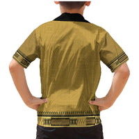 Gold African Dashiki With Fijian Tapa Pattern Family Matching Mermaid Dress and Hawaiian Shirt LT14 - Polynesian Pride
