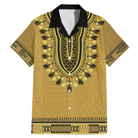 Gold African Dashiki With Fijian Tapa Pattern Family Matching Mermaid Dress and Hawaiian Shirt LT14 Dad's Shirt - Short Sleeve Gold - Polynesian Pride