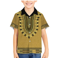Gold African Dashiki With Fijian Tapa Pattern Family Matching Mermaid Dress and Hawaiian Shirt LT14 Son's Shirt Gold - Polynesian Pride