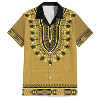 Gold African Dashiki With Fijian Tapa Pattern Family Matching Short Sleeve Bodycon Dress and Hawaiian Shirt LT14 Dad's Shirt - Short Sleeve Gold - Polynesian Pride