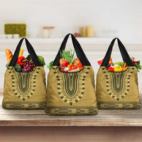Gold African Dashiki With Fijian Tapa Pattern Grocery Bag