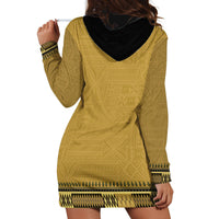 Gold African Dashiki With Fijian Tapa Pattern Hoodie Dress LT14 - Polynesian Pride